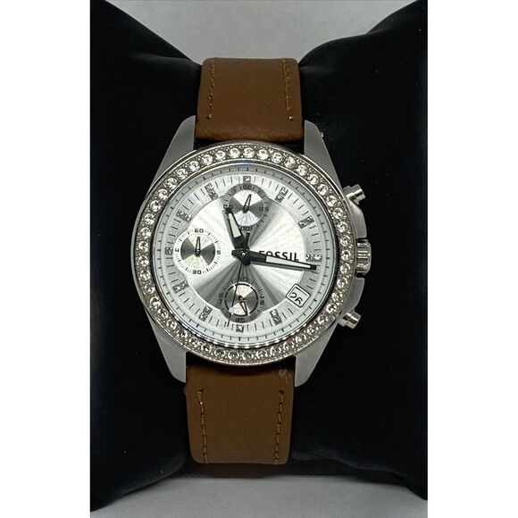 Fossil ES2681 Women's Brown Leather Analog Silver Dial Quartz Wrist Watch HK996 - Picture 1 of 12